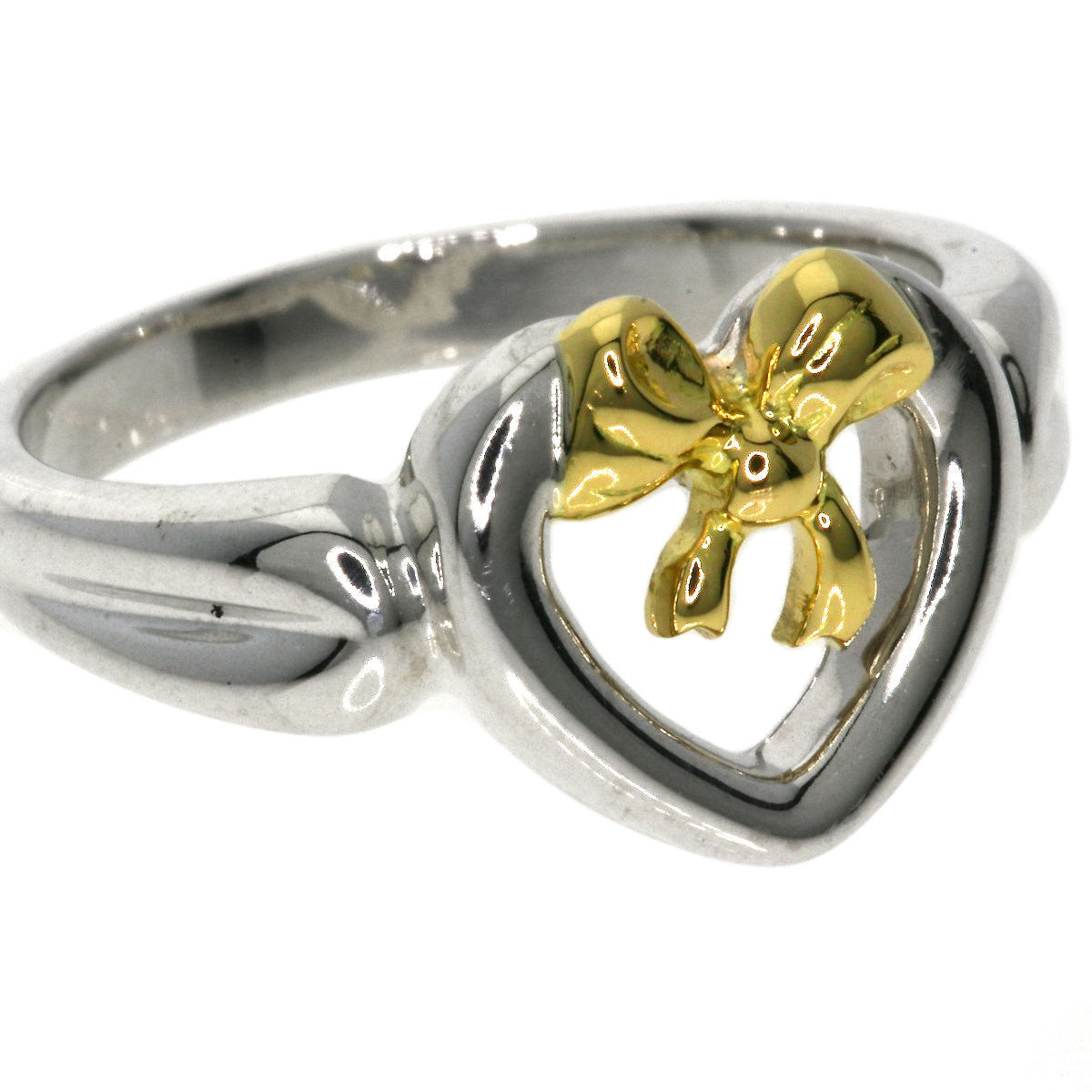 TIFFANY&Co. Heart ribbon Ring Silver 18K Yellow GoldLadies [Used]
