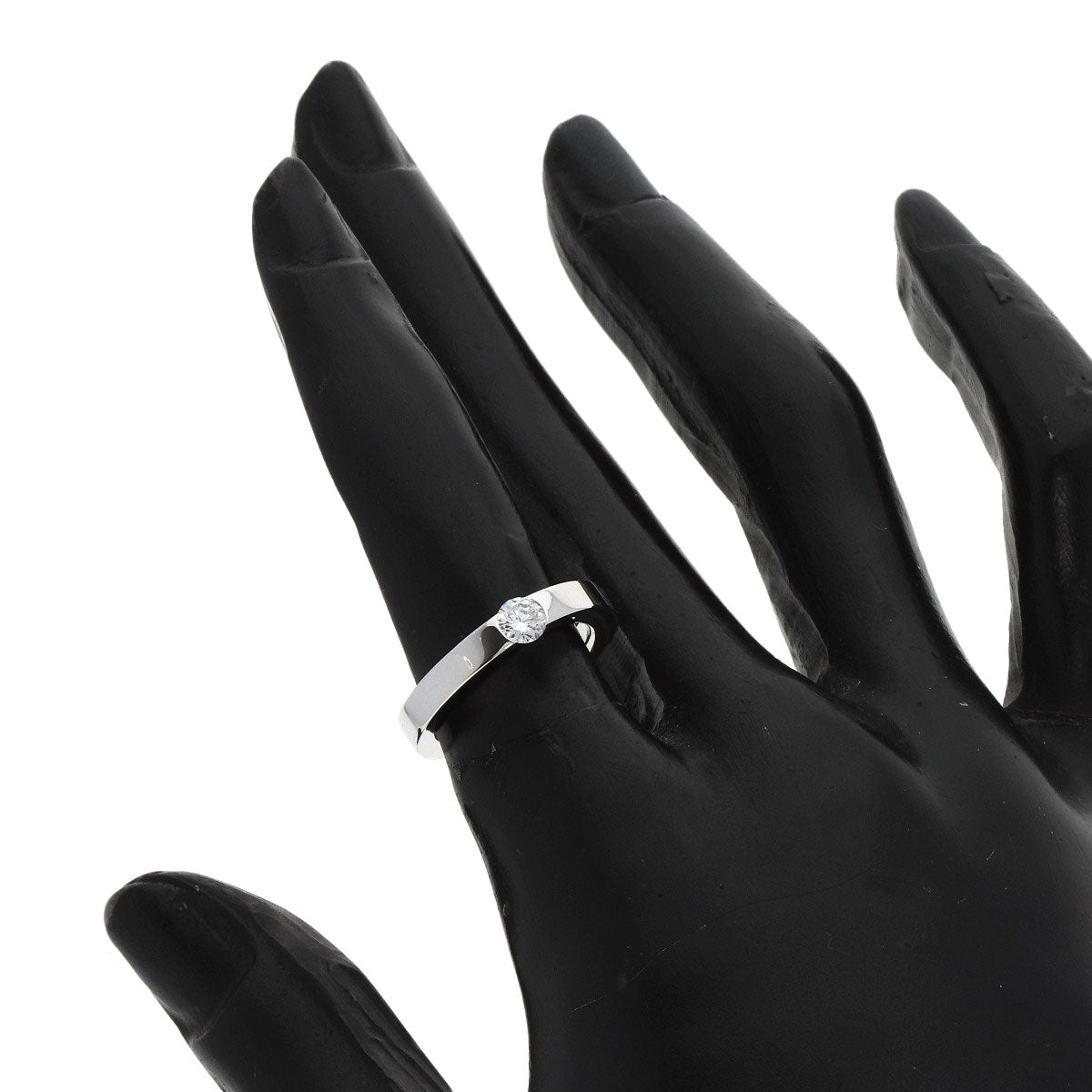 CARTIER   Ring Date with Diamond #48 K18 White Gold Ladies