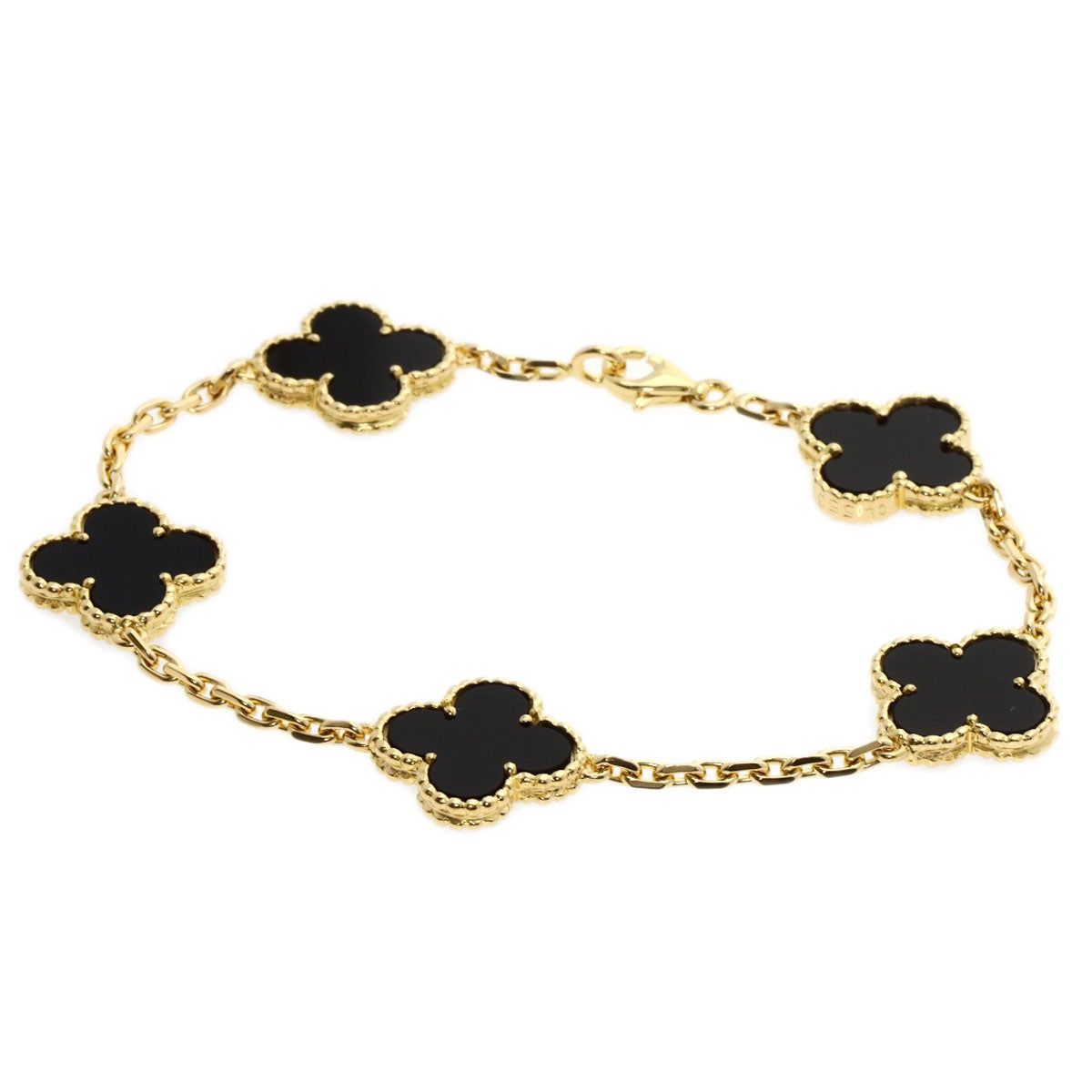 Van Cleef & Arpels   Bracelet Vintage Alhambra 5P Onyx K18 Yellow Gold Ladies