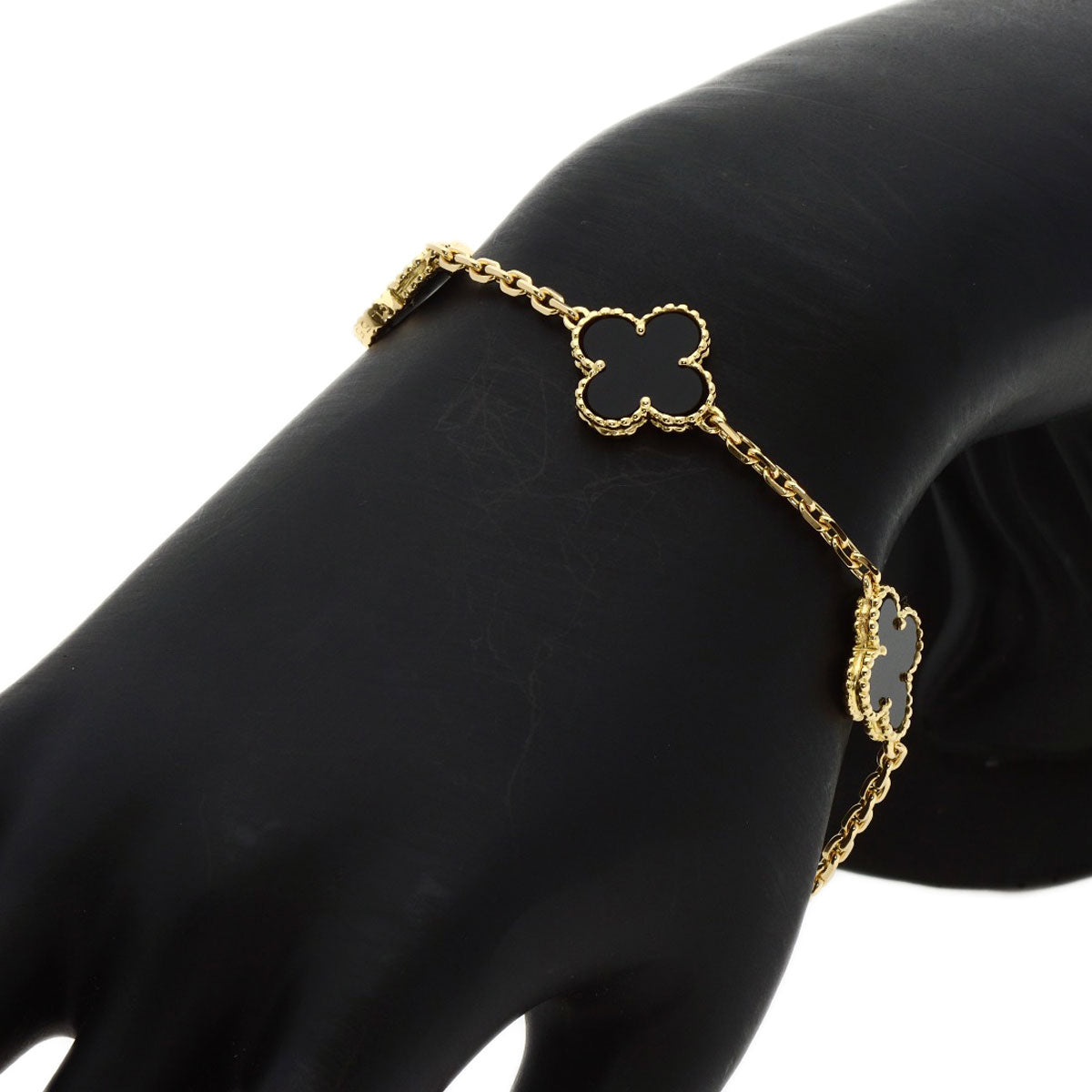 Van Cleef & Arpels   Bracelet Vintage Alhambra 5P Onyx K18 Yellow Gold Ladies