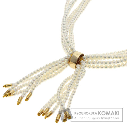 MIKIMOTO Baby Pearl Pearl 6 Strand Diamond Necklace K14 Yellow Gold Ladies [Used]