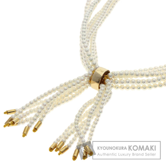 MIKIMOTO Baby Pearl Pearl 6 Strand Diamond Necklace K14 Yellow Gold Ladies [Used]