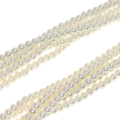 MIKIMOTO Baby Pearl Pearl 6 Strand Diamond Necklace K14 Yellow Gold Ladies [Used]