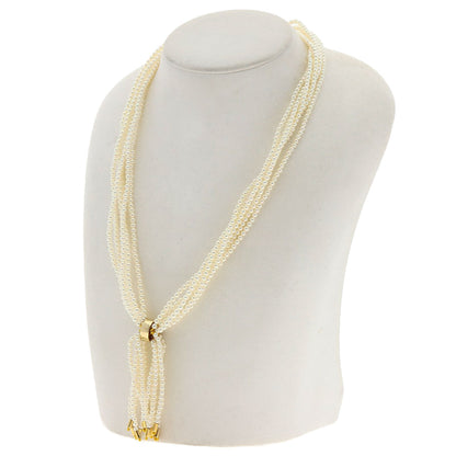 MIKIMOTO Baby Pearl Pearl 6 Strand Diamond Necklace K14 Yellow Gold Ladies [Used]