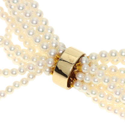 MIKIMOTO Baby Pearl Pearl 6 Strand Diamond Necklace K14 Yellow Gold Ladies [Used]