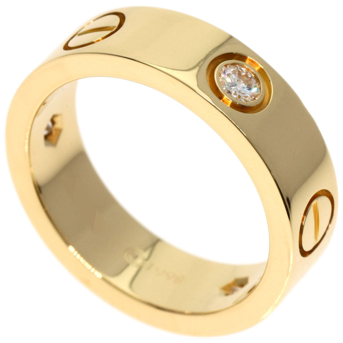 CARTIER   Ring love ring half 3P Diamond #51 K18 Yellow Gold Ladies