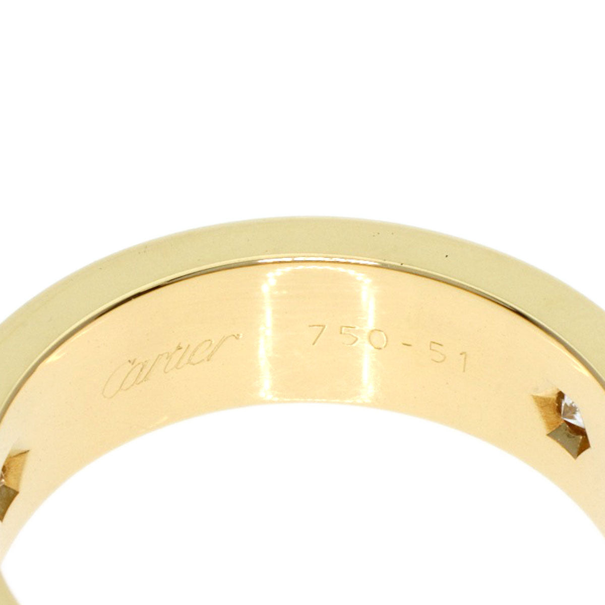 CARTIER   Ring love ring half 3P Diamond #51 K18 Yellow Gold Ladies