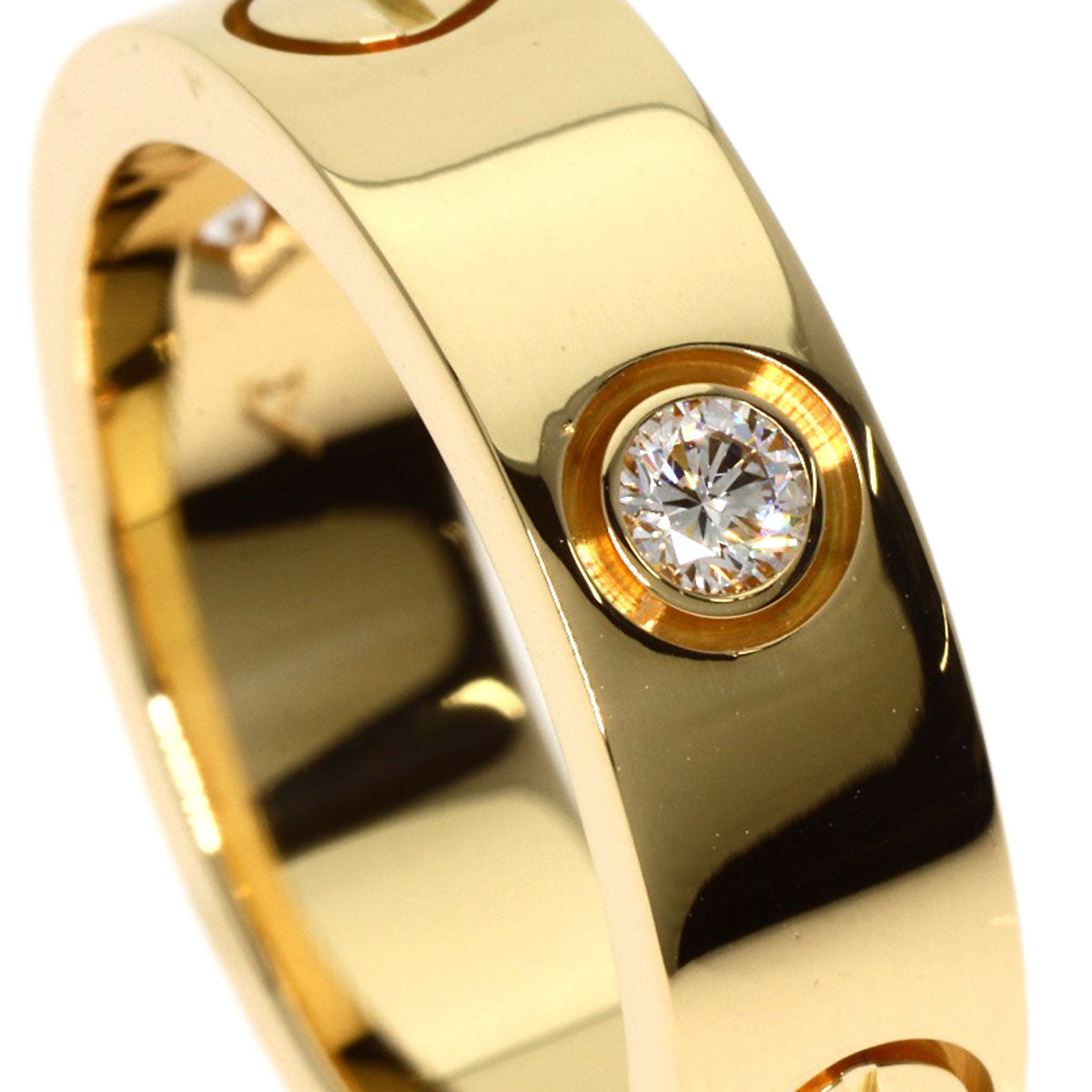 CARTIER   Ring love ring half 3P Diamond #51 K18 Yellow Gold Ladies