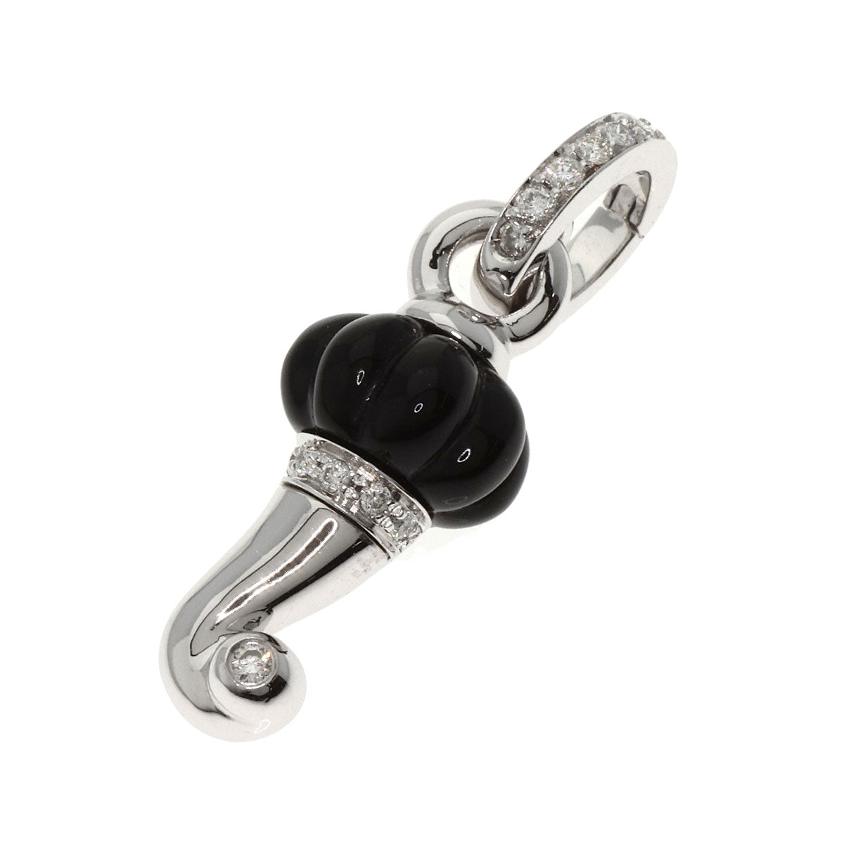 Chanclair Maxi Cornet Diamond Onyx Pendant top K18 White Gold 4g　Ladies