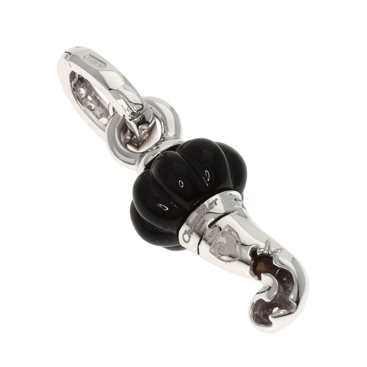 Chanclair Maxi Cornet Diamond Onyx Pendant top K18 White Gold 4g　Ladies