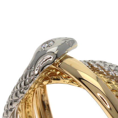 0.02ct 1P Diamond Snake Motif Ring K18 Yellow Gold PT900 5.4g　Ladies