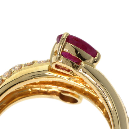 0.5ct Ruby Diamond Ring K18 Yellow Gold  6.2g　Ladies