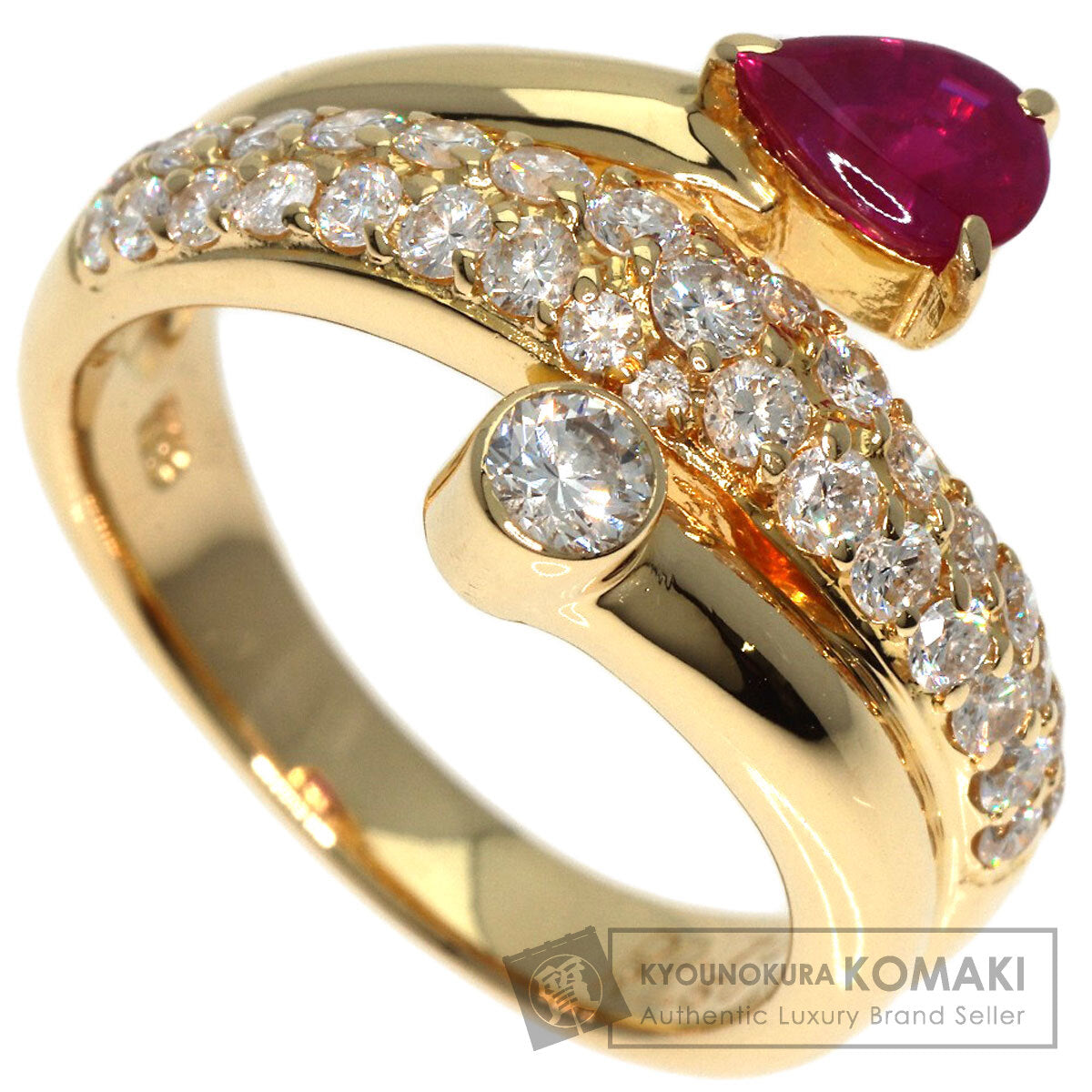 0.5ct Ruby Diamond Ring K18 Yellow Gold  6.2g　Ladies