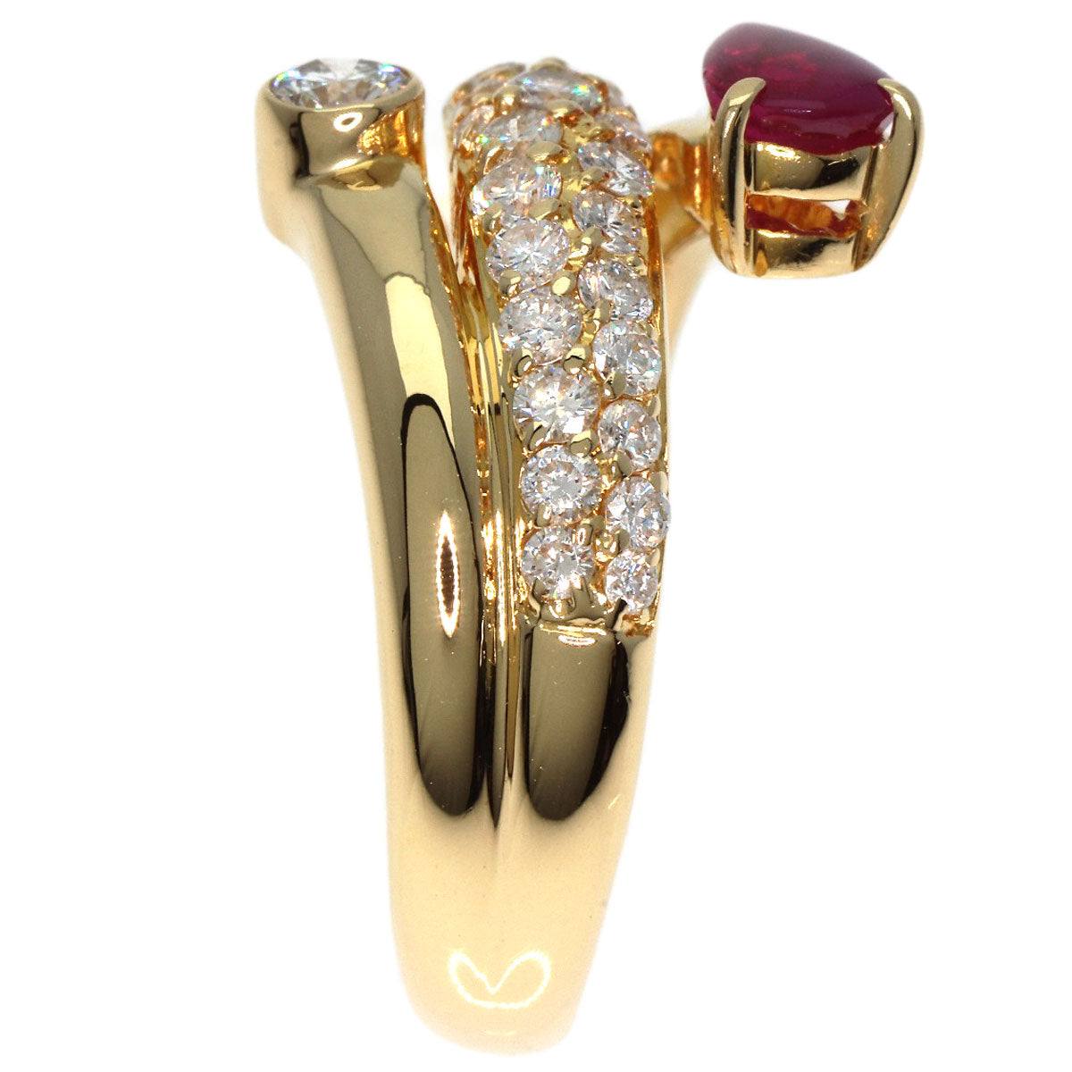 0.5ct Ruby Diamond Ring K18 Yellow Gold  6.2g　Ladies