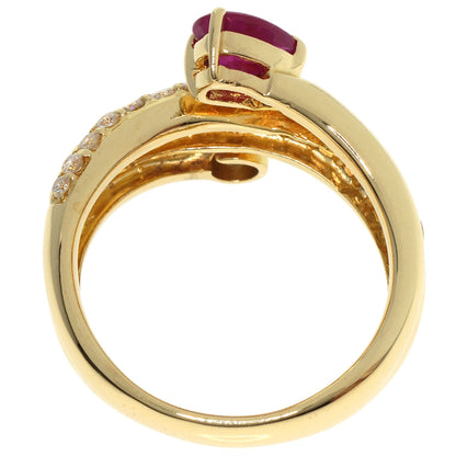 0.5ct Ruby Diamond Ring K18 Yellow Gold  6.2g　Ladies