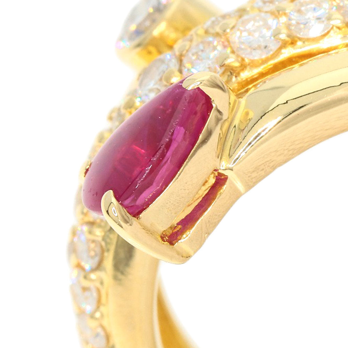 0.5ct Ruby Diamond Ring K18 Yellow Gold  6.2g　Ladies