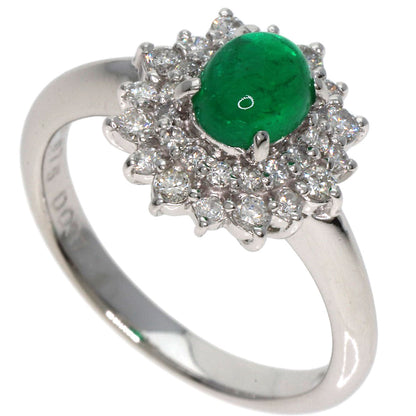 0.75ct Emerald Diamond Ring Platinum PT900  5.7g　Ladies