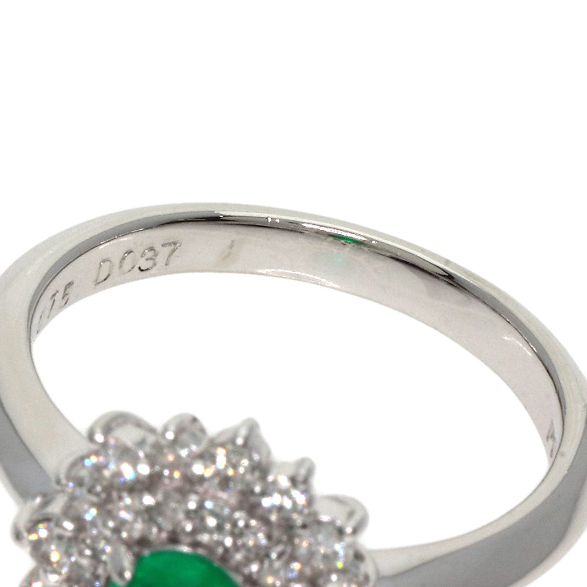 0.75ct Emerald Diamond Ring Platinum PT900  5.7g　Ladies