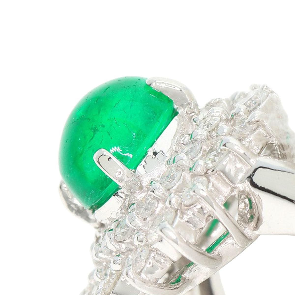 0.75ct Emerald Diamond Ring Platinum PT900  5.7g　Ladies