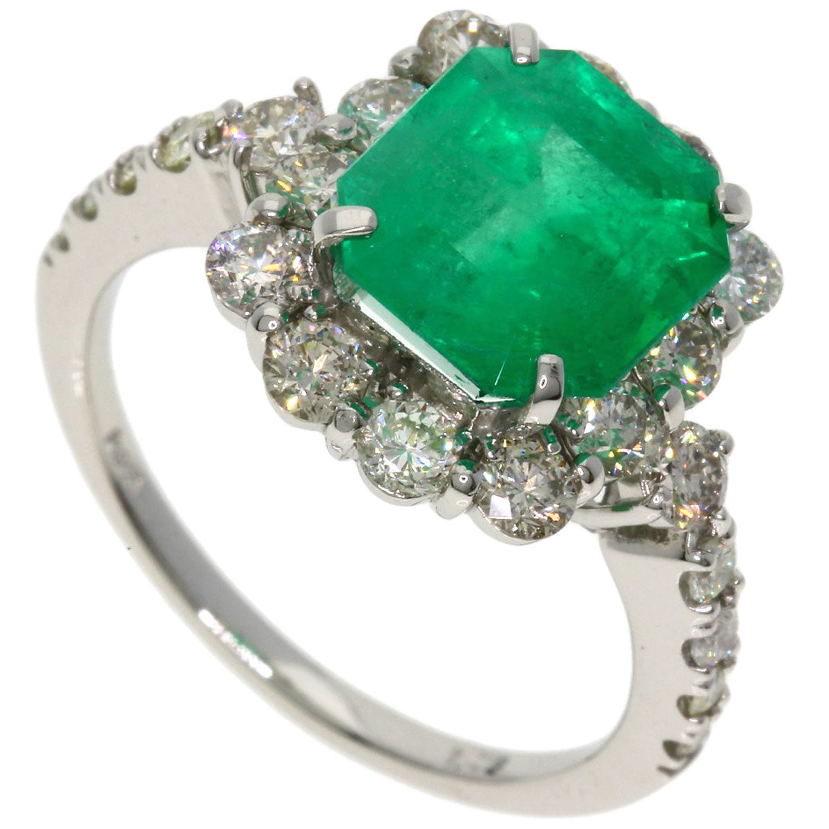 2.75ct Emerald Diamond Ring Platinum PT950 5.27g　Ladies