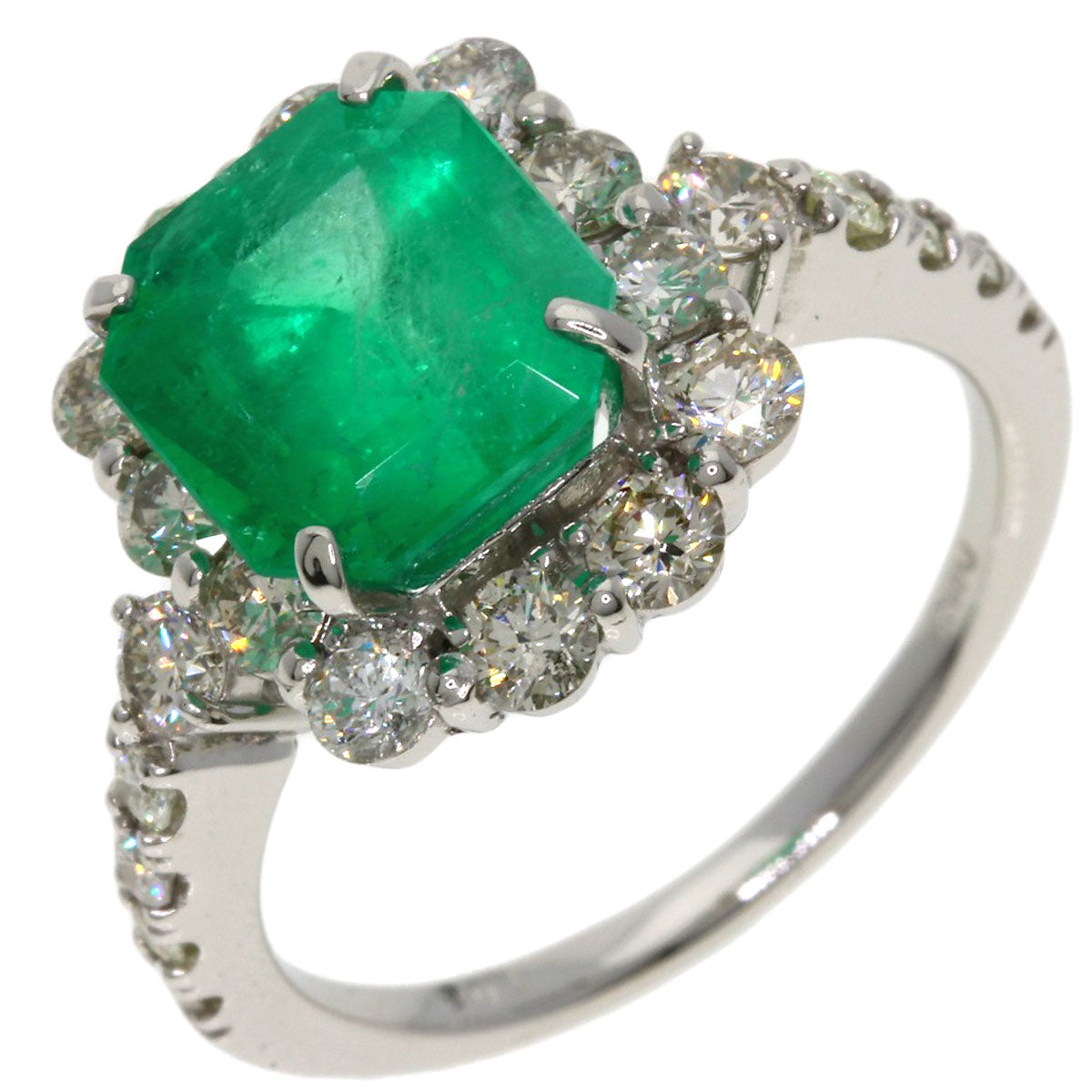 2.75ct Emerald Diamond Ring Platinum PT950 5.27g　Ladies