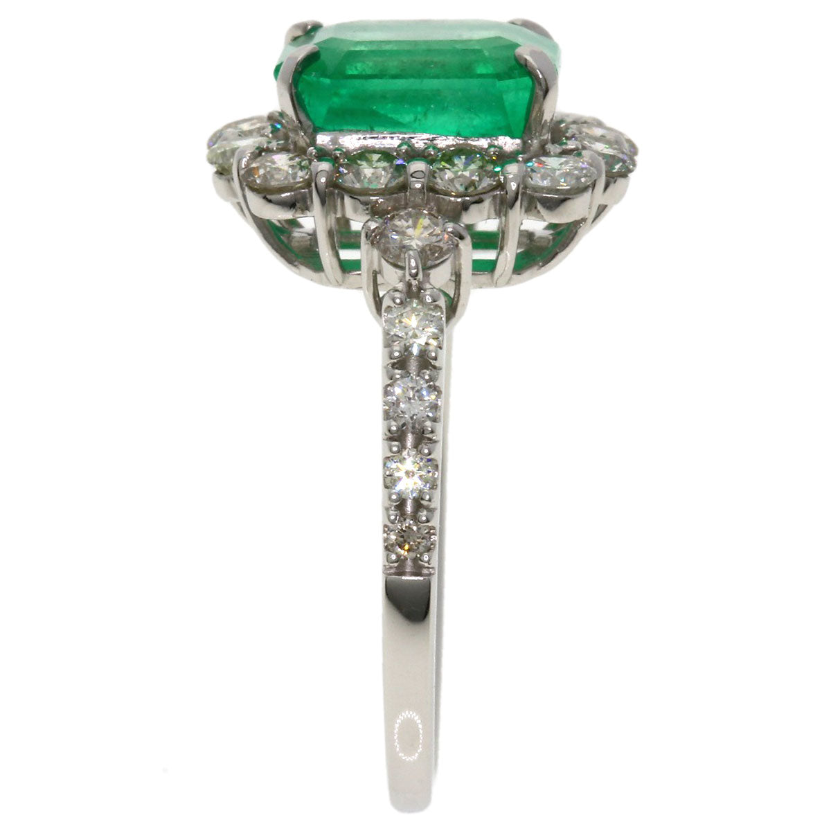 2.75ct Emerald Diamond Ring Platinum PT950  5.27g　Ladies