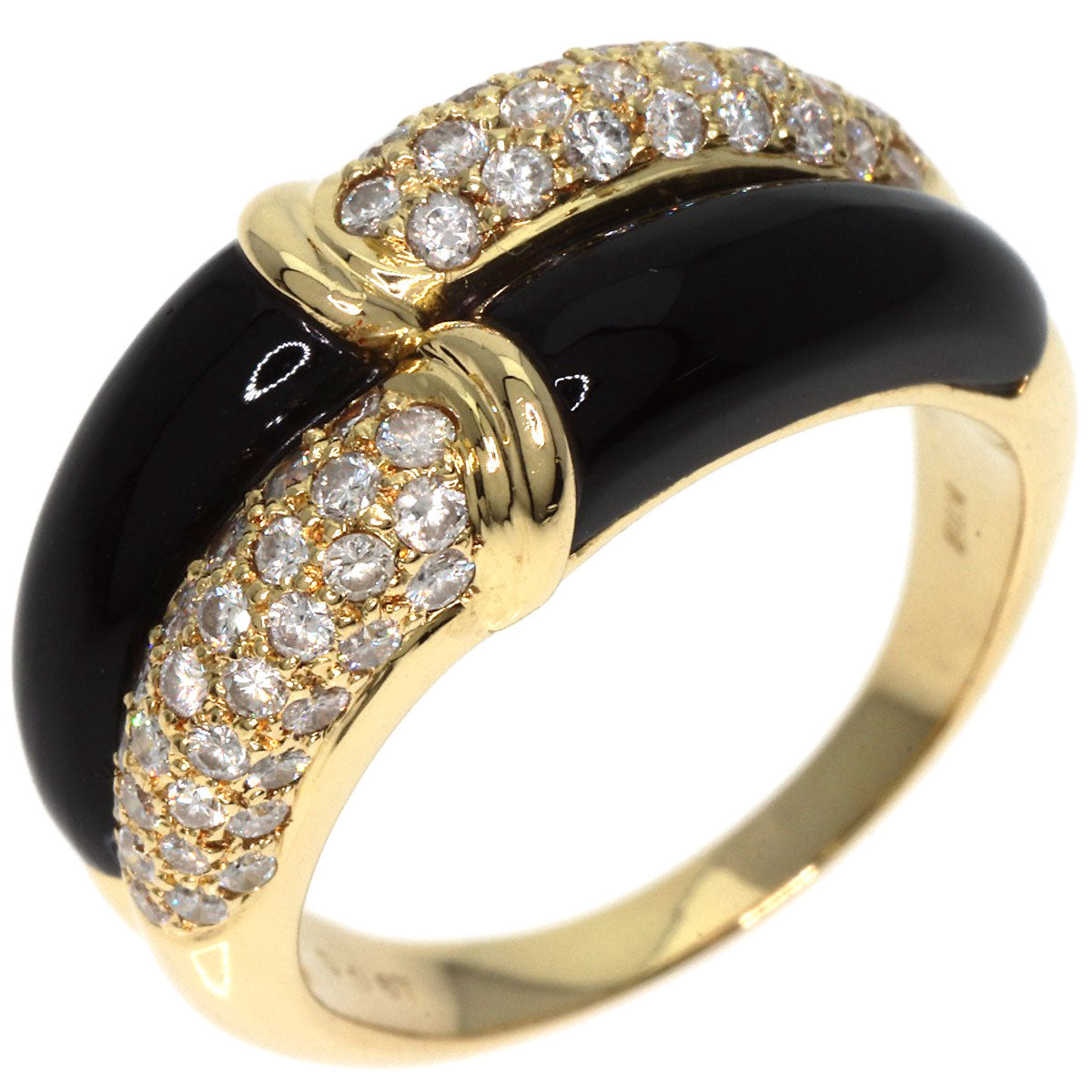 Onyx Diamond Ring K18 Yellow Gold  7.5g　Ladies