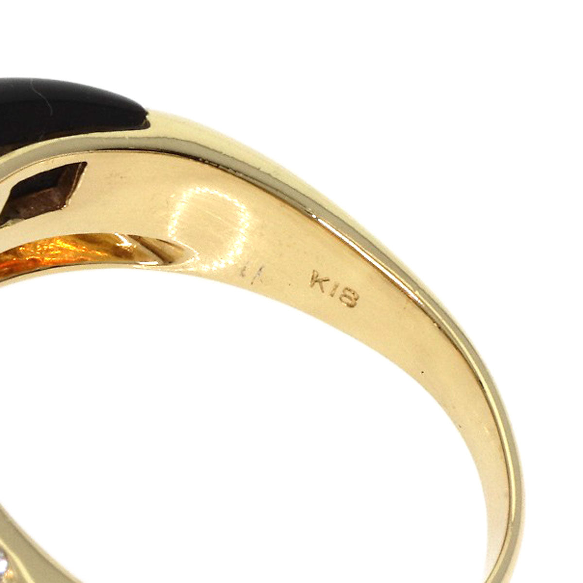 Onyx Diamond Ring K18 Yellow Gold  7.5g　Ladies