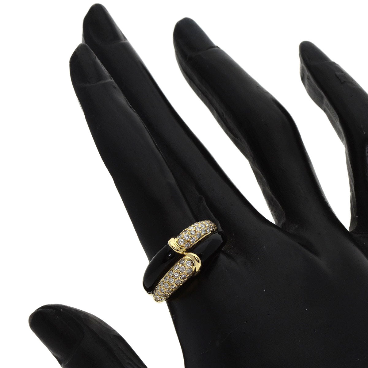 Onyx Diamond Ring K18 Yellow Gold  7.5g　Ladies