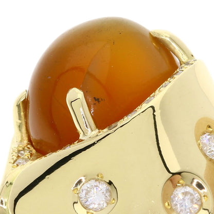 Orange Moonstone Diamond Ring K18 Yellow Gold  10.8g　Ladies