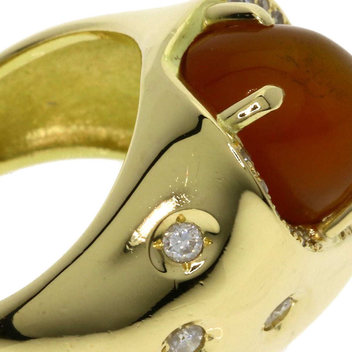 Orange Moonstone Diamond Ring K18 Yellow Gold  10.8g　Ladies