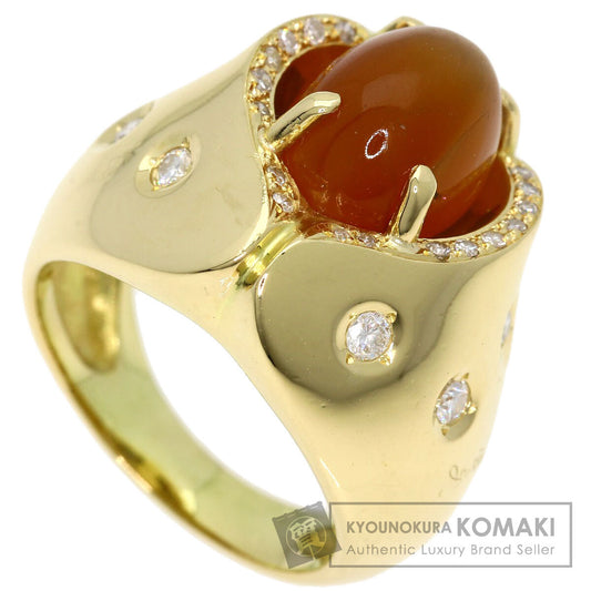 Orange Moonstone Diamond Ring K18 Yellow Gold  10.8g　Ladies