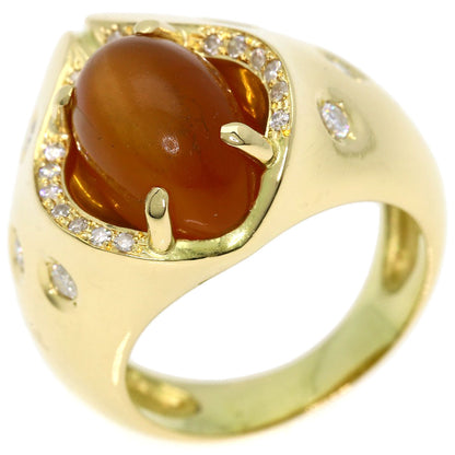 Orange Moonstone Diamond Ring K18 Yellow Gold  10.8g　Ladies