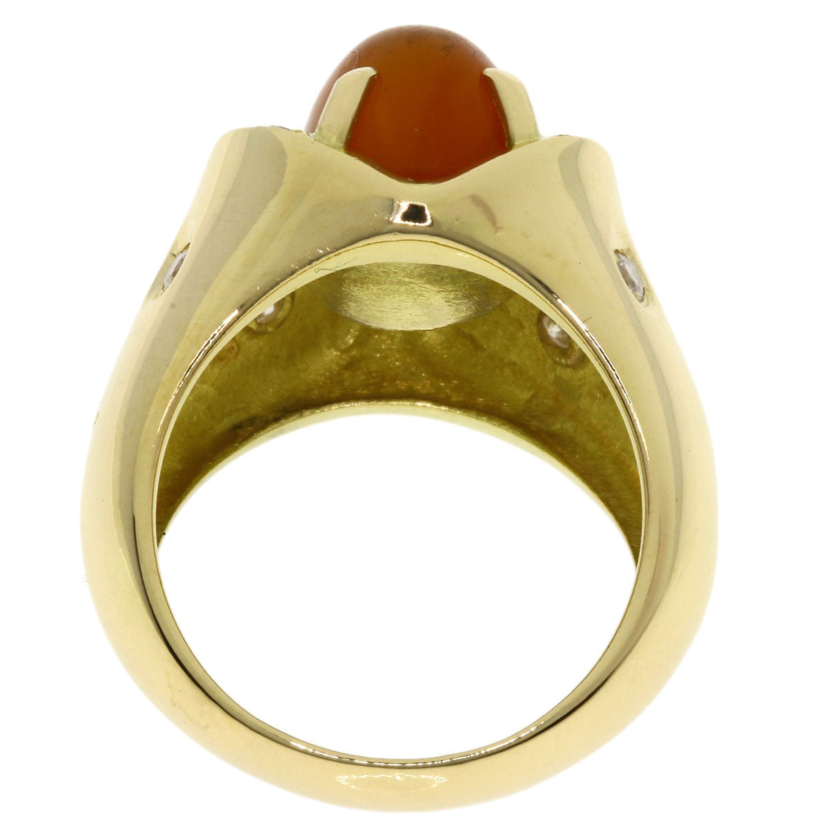 Orange Moonstone Diamond Ring K18 Yellow Gold  10.8g　Ladies