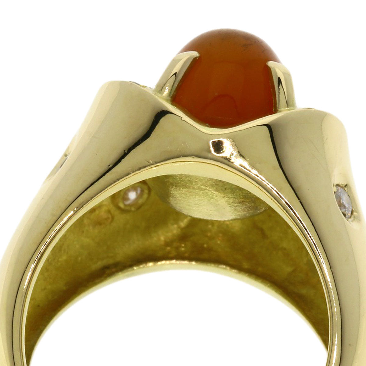 Orange Moonstone Diamond Ring K18 Yellow Gold  10.8g　Ladies