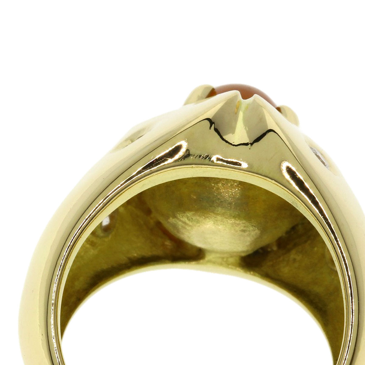 Orange Moonstone Diamond Ring K18 Yellow Gold  10.8g　Ladies