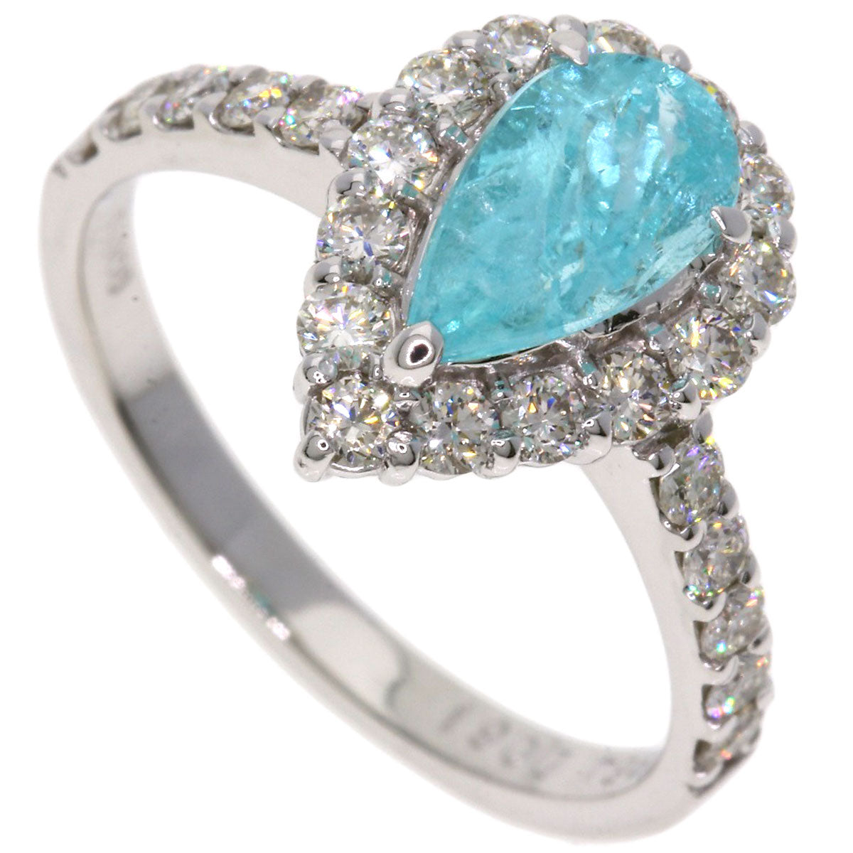 0.964ct Paraiba tourmaline Diamond Ring Platinum PT900  4.2g　Ladies