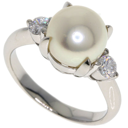 Pearl Pearl Diamond Ring Platinum PT900  7.14g　Ladies