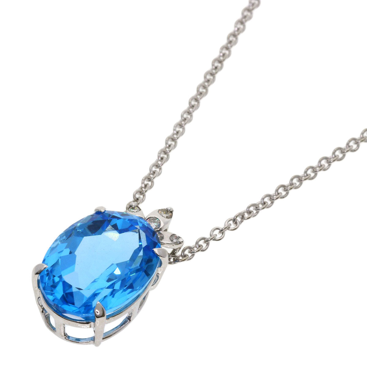 1.34ct Blue Topaz Necklace K18 White Gold  9.1g　Ladies