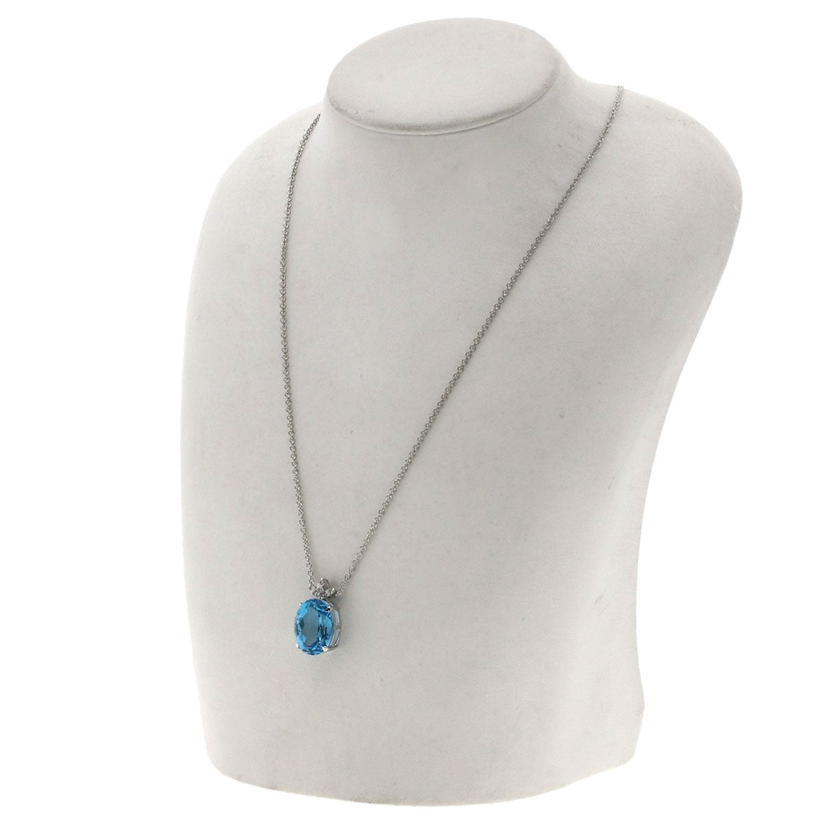 1.34ct Blue Topaz Necklace K18 White Gold  9.1g　Ladies