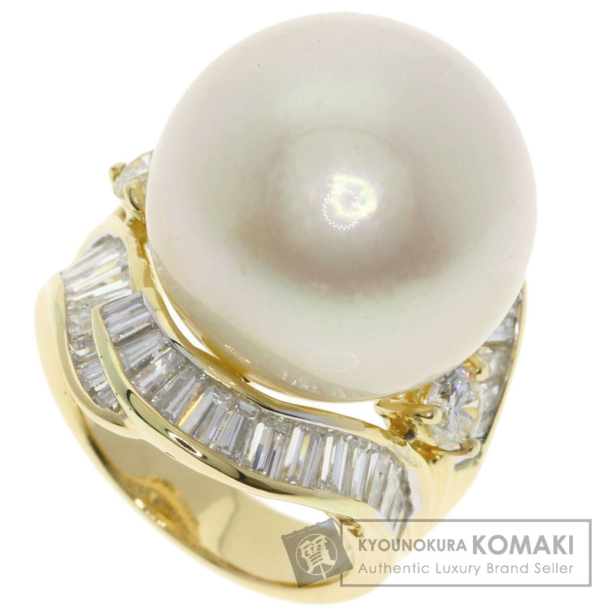 White Pearl Pearl Pearl Ring K18 Yellow Gold  19.2g　Ladies