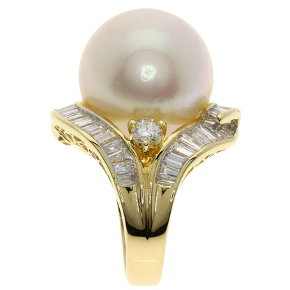 White Pearl Pearl Pearl Ring K18 Yellow Gold 19.2g　Ladies