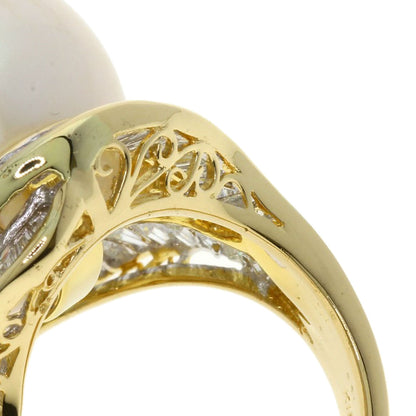 White Pearl Pearl Pearl Ring K18 Yellow Gold 19.2g　Ladies