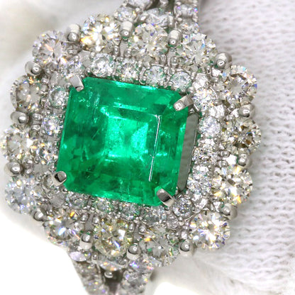 1.57ct Emerald Diamond Ring Platinum PT950  8.69g　Ladies