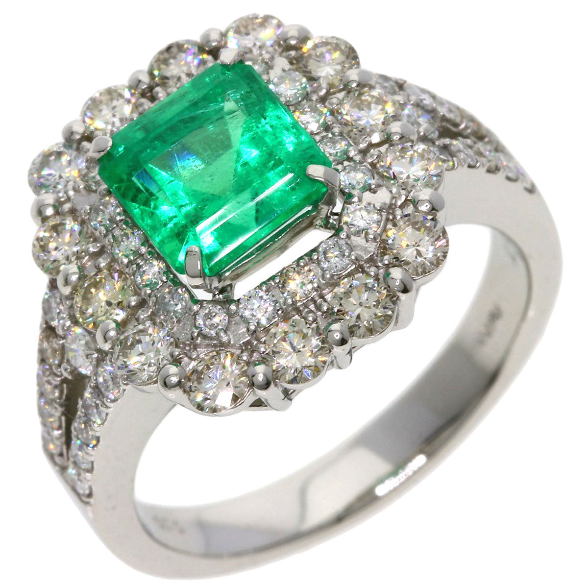 1.57ct Emerald Diamond Ring Platinum PT950  8.69g　Ladies