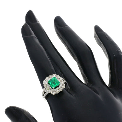 1.57ct Emerald Diamond Ring Platinum PT950  8.69g　Ladies