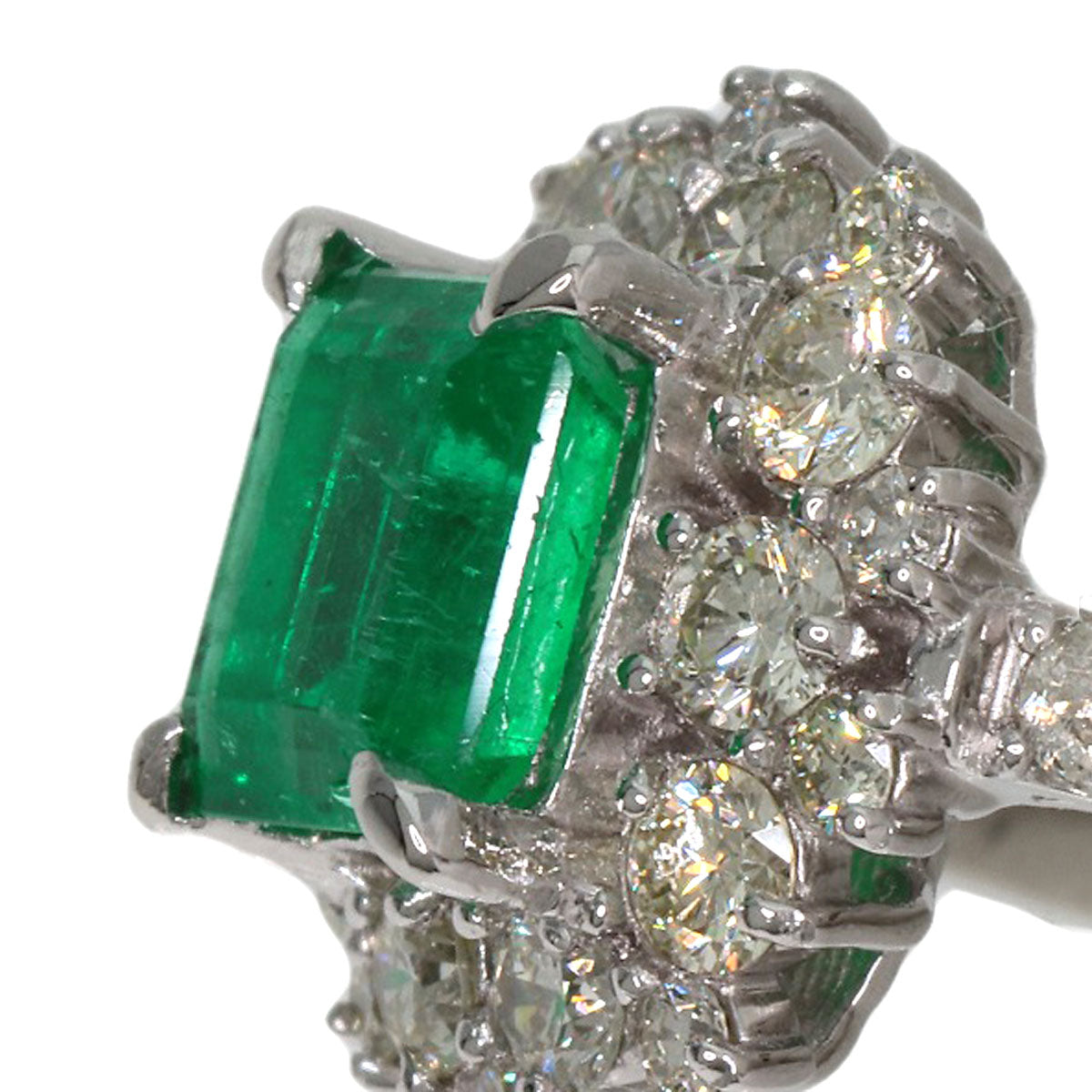 0.71ct Emerald Diamond Ring Platinum PT950  3.92g　Ladies