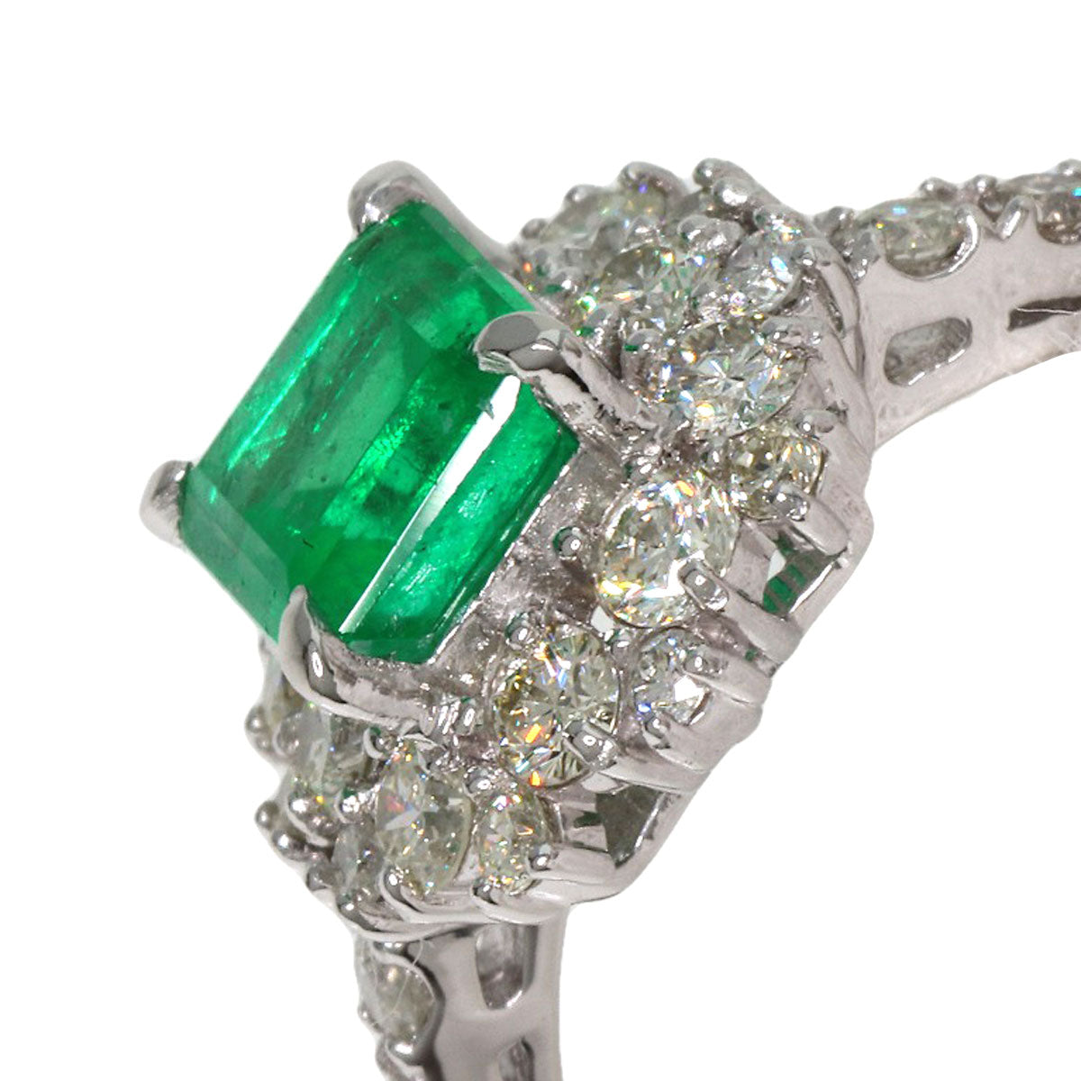 0.71ct Emerald Diamond Ring Platinum PT950  3.92g　Ladies