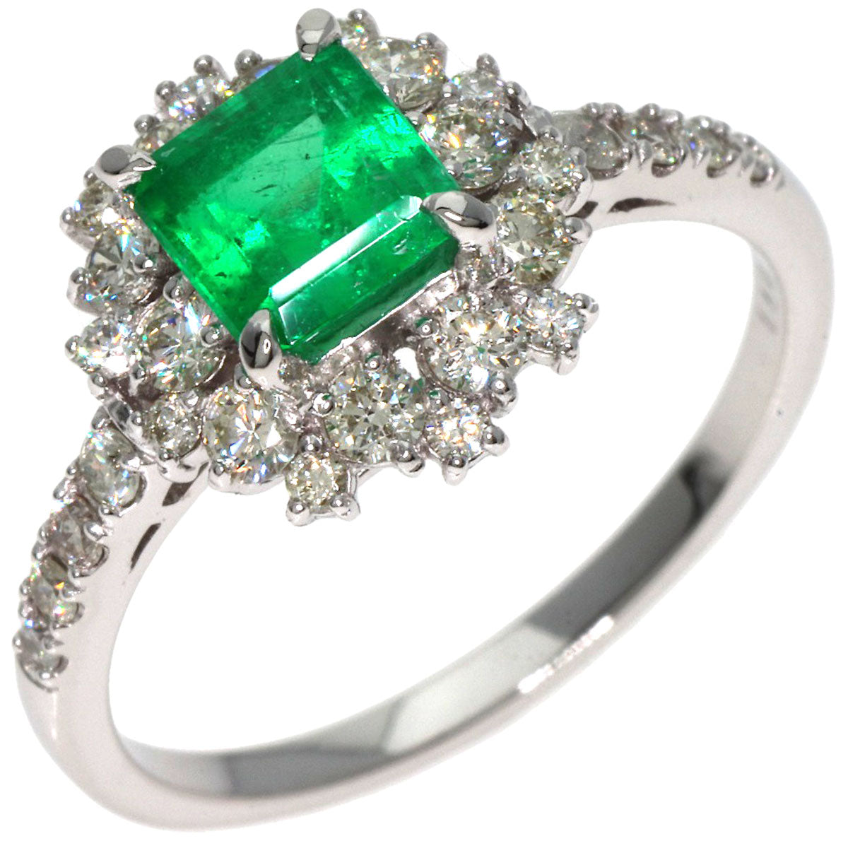 0.71ct Emerald Diamond Ring Platinum PT950  3.92g　Ladies