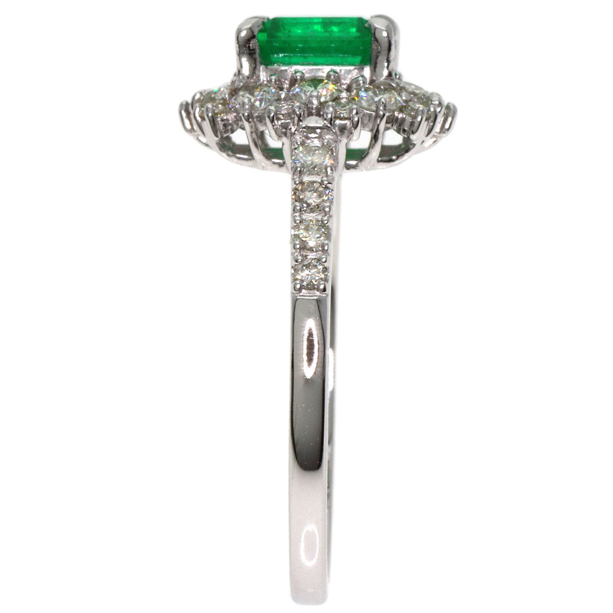 0.71ct Emerald Diamond Ring Platinum PT950  3.92g　Ladies